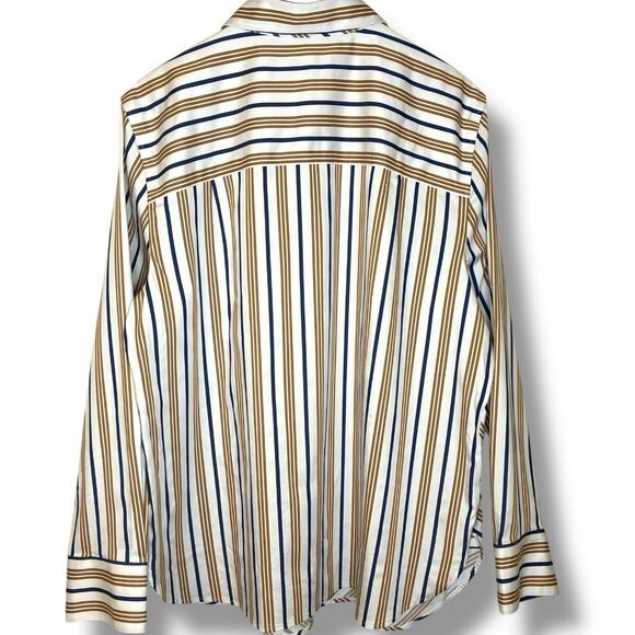 Chico's Top NWT Size 3 (XL) No Iron Stretch Long Sleeve Camel Striped Career - Picture 2 of 6